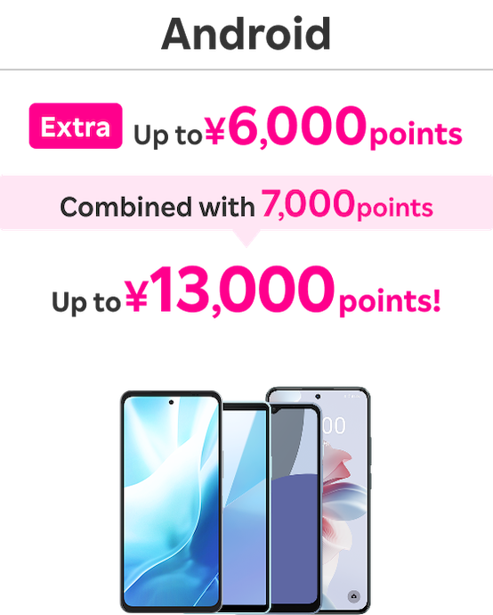 Android: Extra Up to 6,000 points / Combined with 7,000 points / Up to 13,000 points