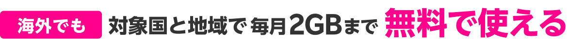 海外でも 対象国と地域で毎月2GBまで無料で使える