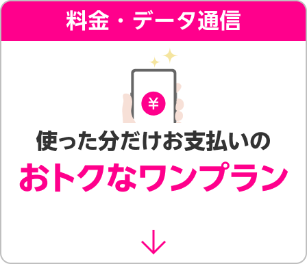 料金・データ通信 使った分だけお支払いのおトクなワンプラン 若者も！家族も！ずーっとおトク!