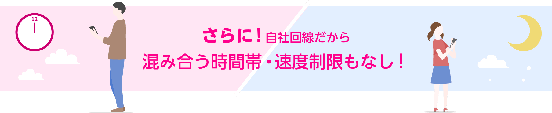 さらに自社回線だから混み合う時間帯も速度制限もなし