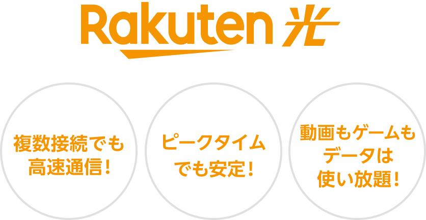 Rakuten光 複数接続でも高速通信！ピークタイムでも安定！動画もゲームもデータは使い放題！